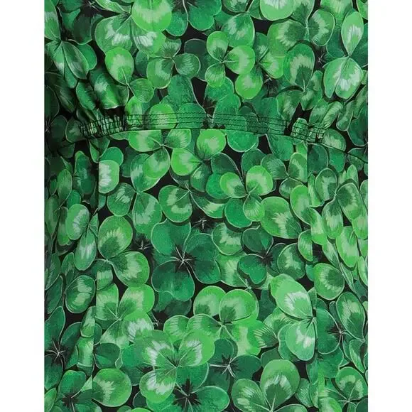 NWT Dolce & Gabbana Green Clover Print Blouse Silk IT 38 XS - Picture 5 of 7